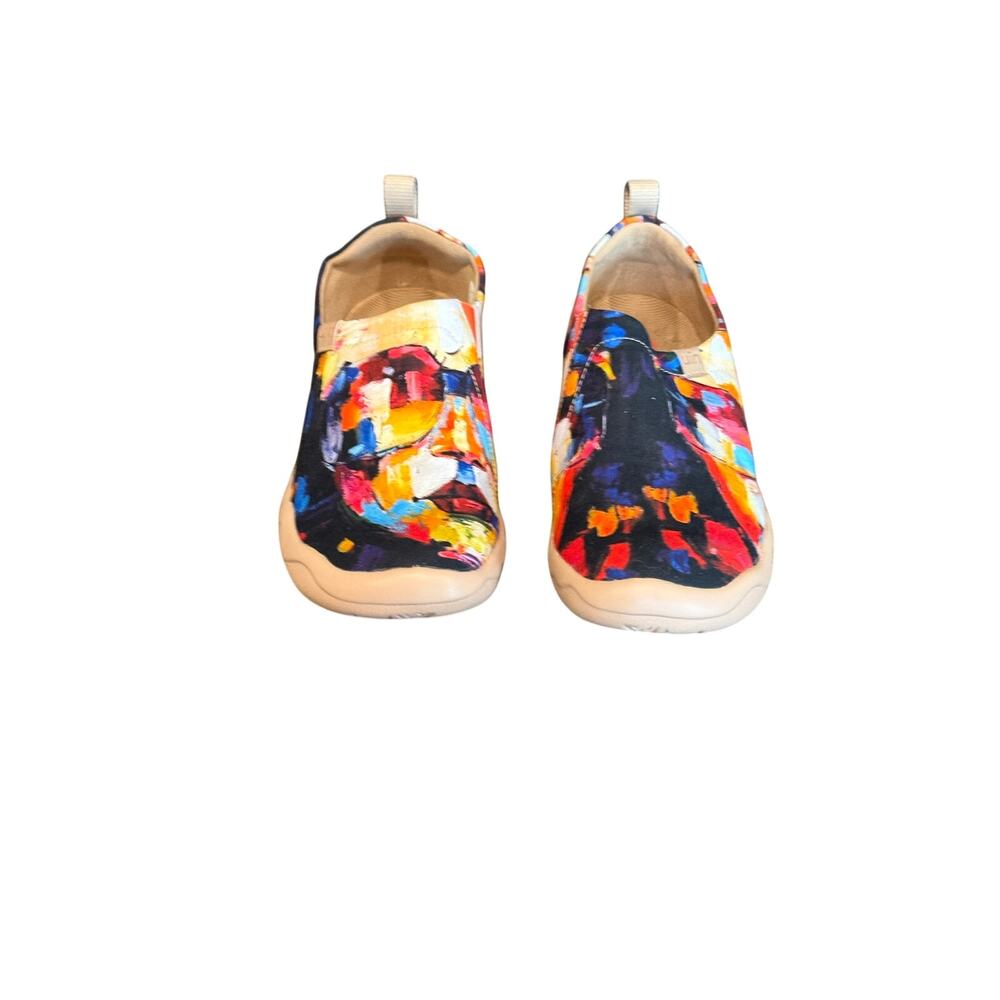 UIN Toledo Art Travel Slip On Canvas Loafers Color Zone Multicolor Women's 8